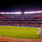 Football match at El Monumental stadium in Buenos Aires.