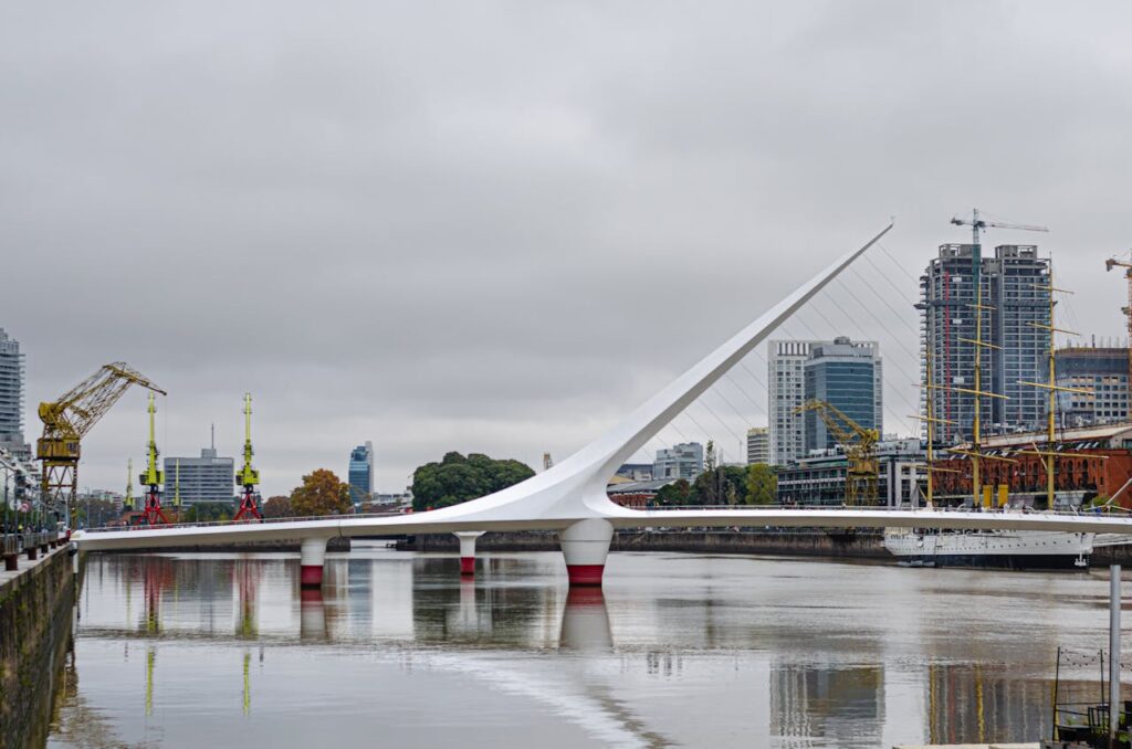 El Puente de la Mujer, a footbridge in Puerto Madero, Buenos Aires, inspired by tango.