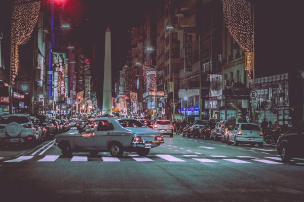 Avenida Corrientes in Buenos Aires at night.