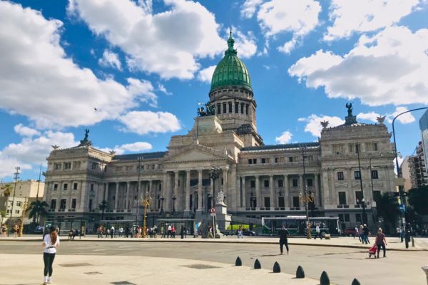 The National Congress building in Buenos Aires, showcasing its grand architecture.