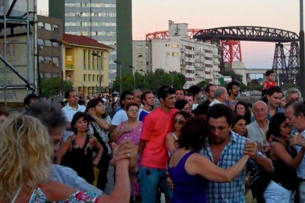 A vibrant outdoor milonga in La Boca, Buenos Aires