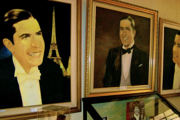 Paintings of Carlos Gardel on display at Museo Casa Carlos Gardel in Buenos Aires.