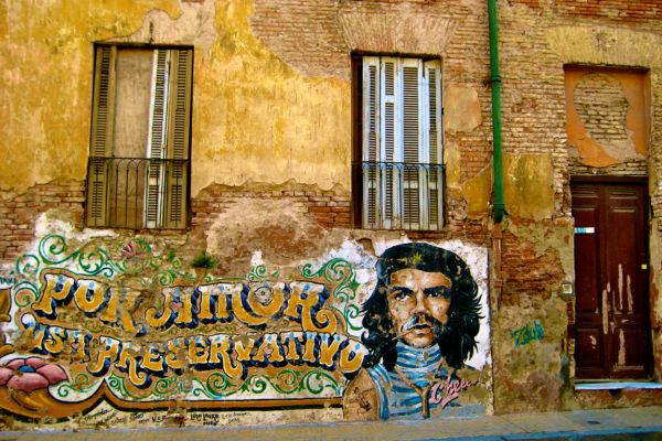 Mural on wall outside house in Pasaje San Lorenzo in San Telmo, Buenos Aires.