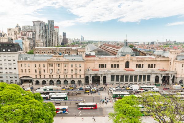 Aerial view from outside Retiro railway Station in Buenos Aires