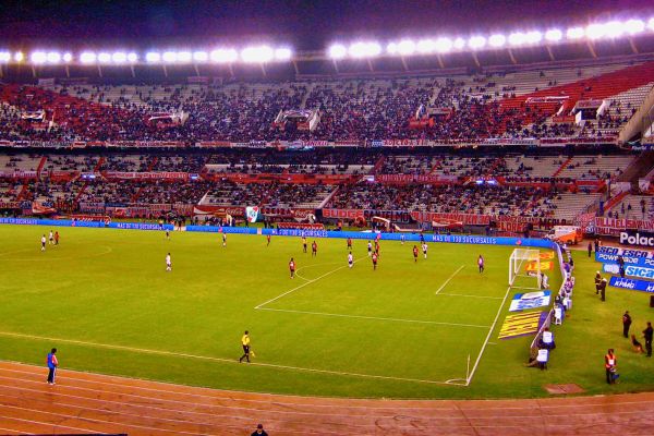 Football match at El Monumental stadium in Buenos Aires.