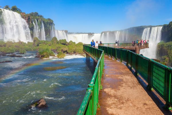 Pier providing a close-up view of the majestic Iguazu Falls.